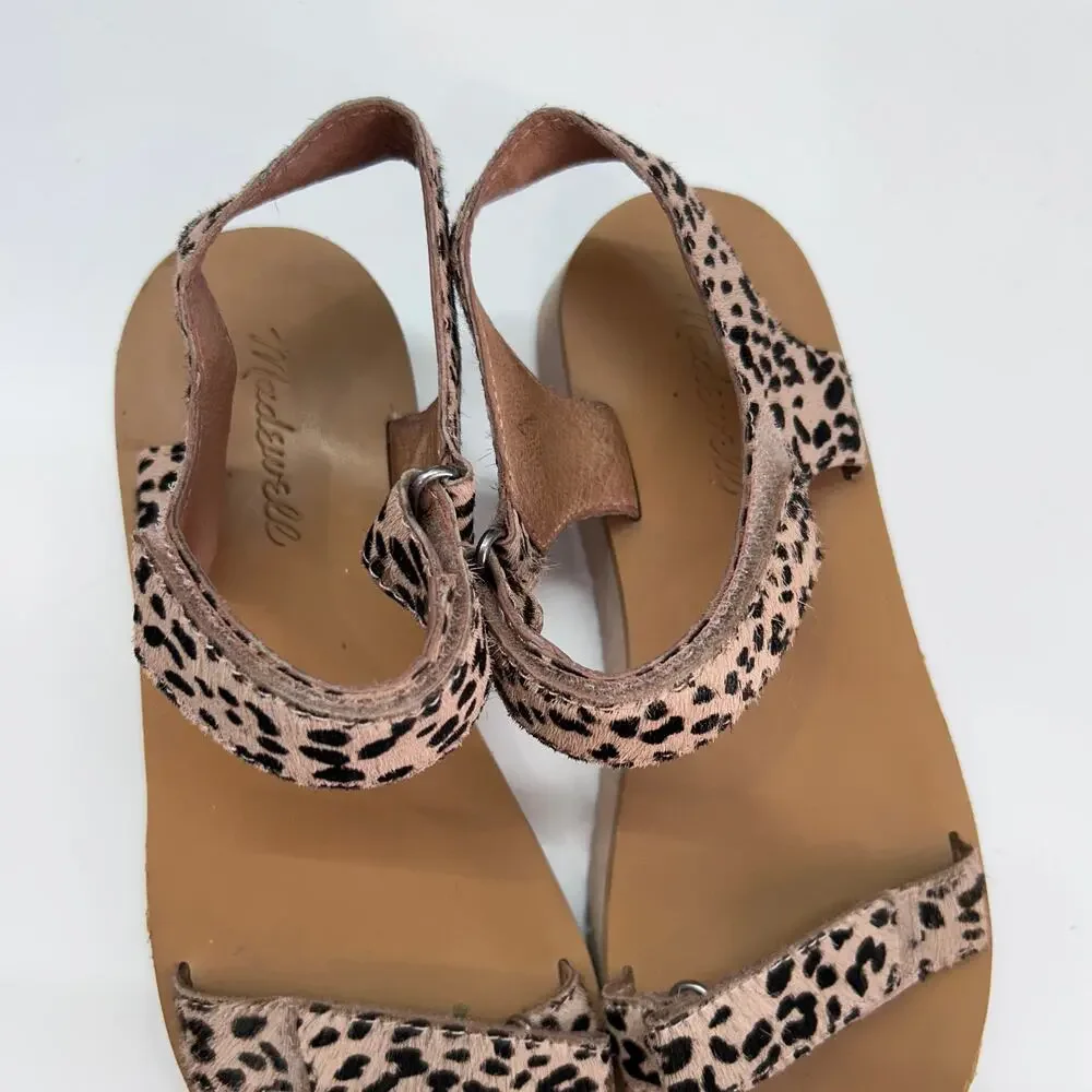 Madewell The Maggie Sandal 7.5 Brown Beige Calf Hair Leather Strappy Neutral - Picture 4 of 6